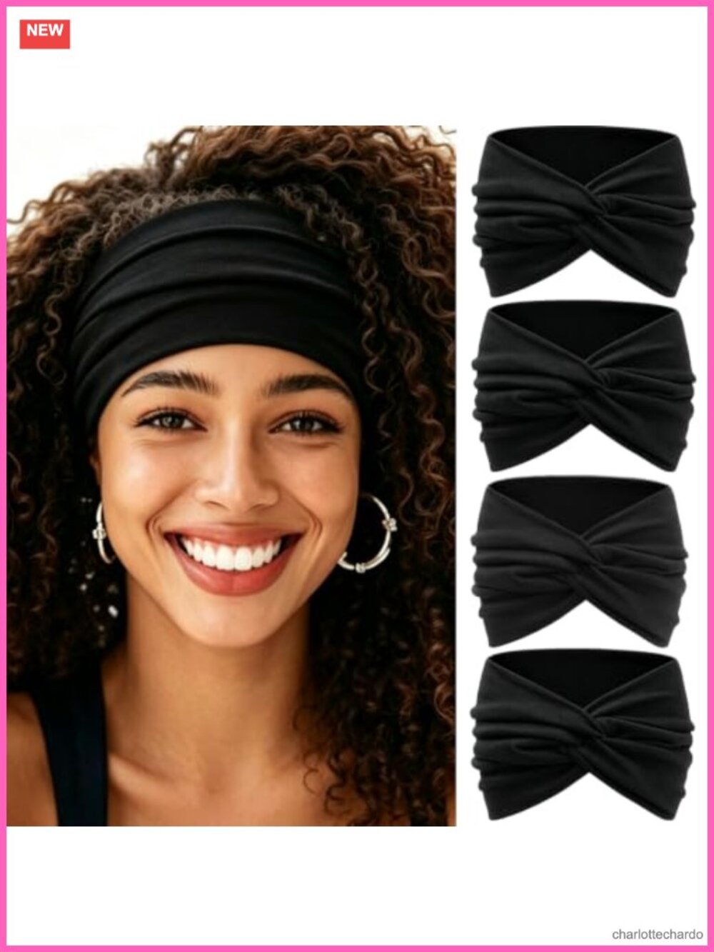 Extra Wide Twist Knotted Headbands Non-Slip Stretchy Hair Wraps 4 Pack